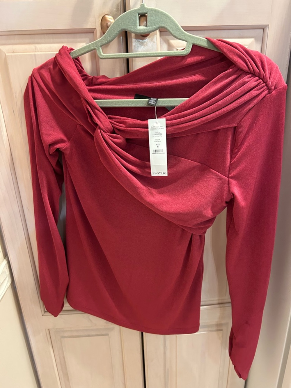 White House Black Market Pink Twisted  Top Size S NWT